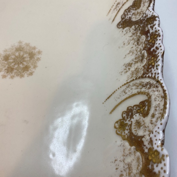 c1900 AK VF LIMOGES A. KLINGENBERG White GOLD ENCRUSTED DISH TRAY BOWL GARLAND - Picture 4 of 13